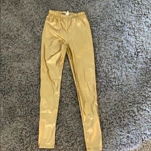 Gold metallic leggings